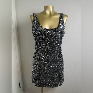 MARBLE Glittering Silver Mini Dress